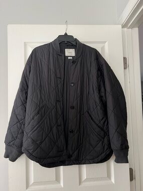 Quilted Black Jacket - Minimal Button Front